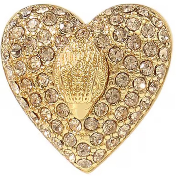 Kurt Geiger Gold Heart Crystal Pavé Earrings - Picture 2 of 7